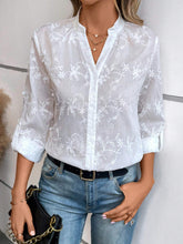 Floral Jacquard Roll Tab Sleeve Shirt